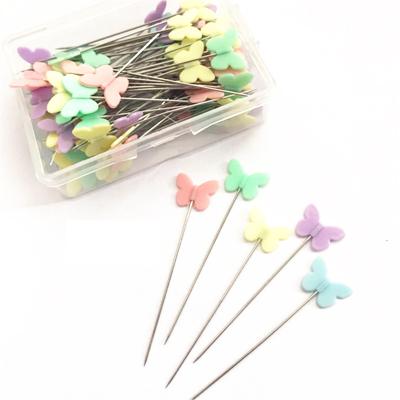 China Sewing Tool 41mm Stainless Steel 50pcs Butterfly Shape Round Pins Colorful For Sewing Needle for sale