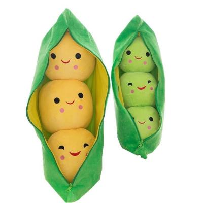 China Cute Fun Factory Price Detachable Plush Toy Green Pea Soft Toy Stuffed Pea Toy with Zipper for Kids Gift for sale