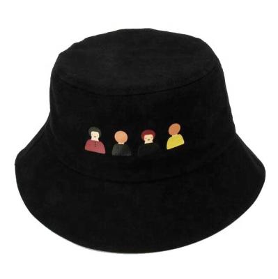 China Picture Bucket Hat Outdoor Fishing Bucket Hat Custom Printed Black 100% Cotton Bucket Hat for sale