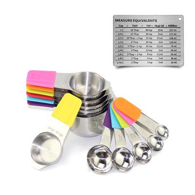 China Sustainable magnetic measuring cups and spoons set of 13 in 18/8 stainless steel: 7 measuring cups and 5 measuring cups with 1 chart for sale