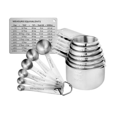 China OTOware Amazon Sustainable Hot-Selling 14 Piece Stainless Steel Metal Measuring Cups And Spoons Set With Bonus Magnetic Chart for sale