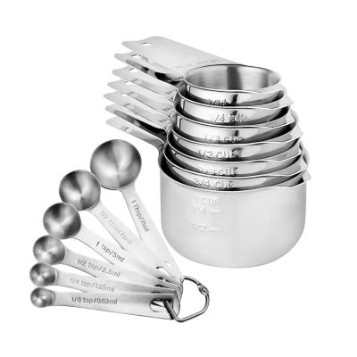 China Viable Stainless Steel Measuring Cups And Spoons Measuring Cups Set For Kitchen Baking Tools for sale