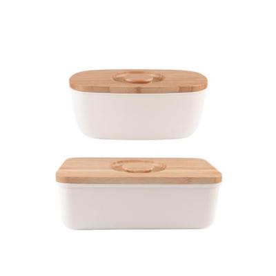 China Bread Box Toast Stored Storage Box With Beech Wood Cover for sale