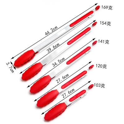 China Viable Custom Food Grade Logo BPA Free 430 Stainless Steel Handle BBQ Grill BBQ Silicone Kitchen Food Tongs for sale