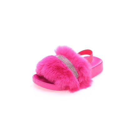 China Fashion Flat PVC Home Winter Keep Warm Home Anti-slip Fur Slippers Children Kids Bathroom Fur Slipped Sandals for sale