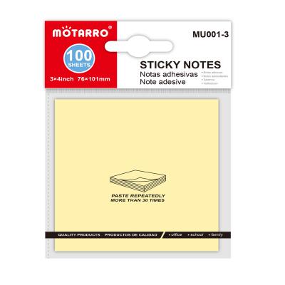 China Supplier 76*101mm Self Adhesive Professional Self Adhesive Size Sticky Notes For School Office Use for sale