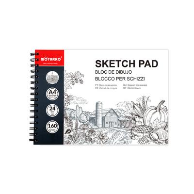 China Eco-friendly Promotional A4 Recycled Cover Binding Double Coil Spiral Pad Flat Pad Sketchbook Blank Paper Pattern for sale