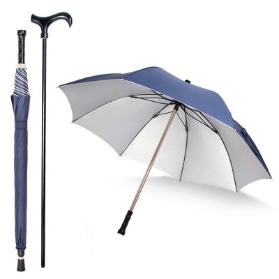 China All In 1 UV Protection Windproof Walking Cane Umbrella 2-in-1 Separable Rain Umbrella Stick For The Elderly for sale