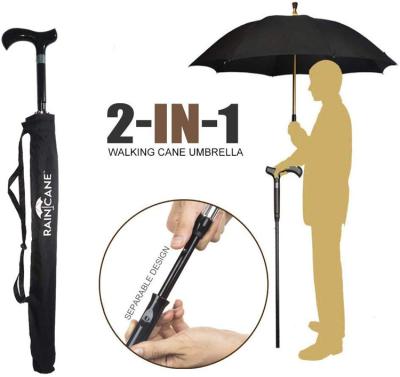 China All In 1 23 Inch Good Quality Strong And Durable Windproof Adjustable Walking Stick Umbrellas For Old Man for sale