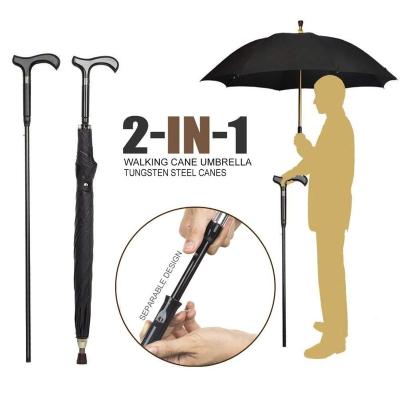 China All In 1 Outdoor Walking Stick Umbrella With Curve Handle Kickstand Paraguas Dad's Gift For Hanging Out Hiking Climbing On Raining for sale