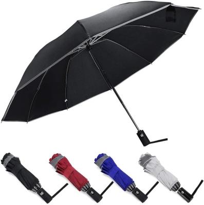 China Single Layer 10 Ribs Flip Up Automatic Folding Inverted Umbrella Umbrella With Reflective Stripe In Stock No Minimum for sale