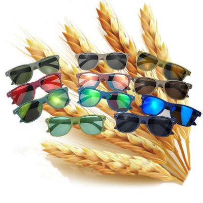 China Rectangle RPET Manufactures Recycled Sustainable Wheat Straw Fiber Frame Biodegradable Sunglasses for sale