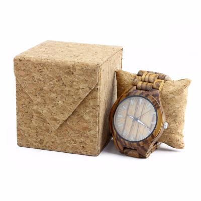 China Handmade Hot Sale Customized Logo Watch Box Square Eco-friendly Cork Watch Boxes for sale