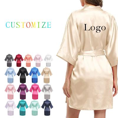 China Wholesale QUICK DRY kimono pure color long robes bridesmaid sleepwear women bathrobe satin short silk robe for sale