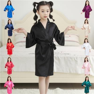 China Wholesale New Style QUICK DRY Amazon Satin Pajamas Solid Color Long Robe Child Home Silky Long Robe for sale