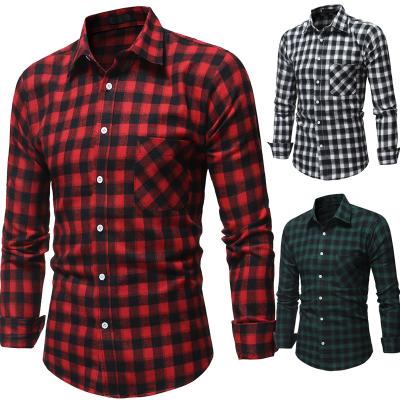 China Winter Plaid Shirts Anti Shrink Men Fashion Logo Loose Casual Brushed Flannel Custom Made Camisas Overshirts for sale