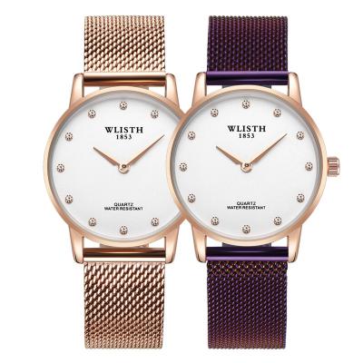 China Water Resistant Woman Quartz Casual Watches Braided Stainless Steel Strap Bands Thin Diamond Wrist Quartz Hand Watch Jewelry For Women Main 2021 for sale