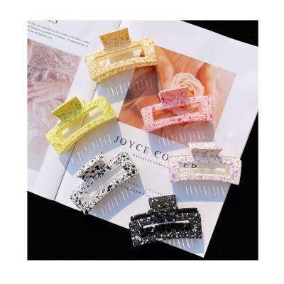 China Vintage Fashionable Matte Acrylic Acetate Plastic Hairpin Frosted Colorful Polka Dot Splatter Ink Bathe Large Square Non-Slip Claw Hair Clip for sale