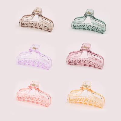 China Vintage Fashionable Matte Acrylic Acetate Plastic Hairpin Frosted Jelly Colored Transparent Color Bathe Non-slip Large Claw Hair Clip for sale