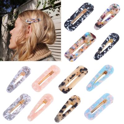 China Vintage fashionable matte acrylic acetate clip plastic side hairpin frosted colorful amber leopard glitter transparent hair clip for sale