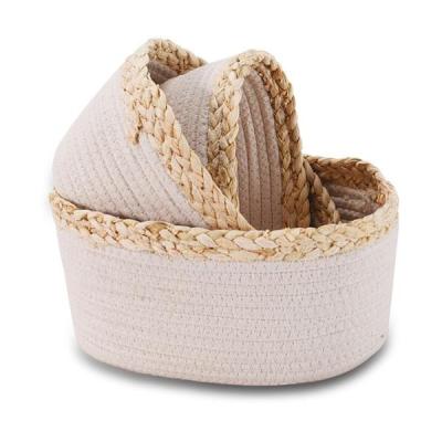 China Sustainable Rope Woven Storage Basket 3 Pieces Set Children's Basket Storage Box Storage Basket For Bedroom Bathroom Living Room Closet s for sale