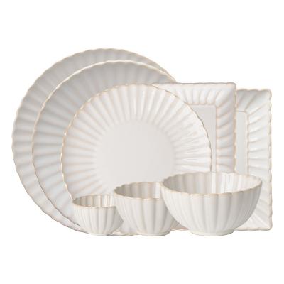 China Luxury Sustainable Dish 10pcs Ceramic Dinner Plate Sets With Rectangular Cup Porcelain Household Soup Salad Bowl Plates Dinnerware Sets for sale