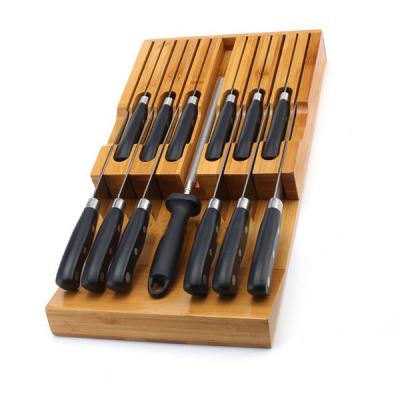 China Viable the bamboo knife holder can hold the knife protector. Ideal kitchen knife drawer storage rack for sale