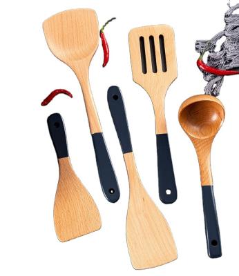 China Sustainable Wooden Natural Non-Stick Wooden Kitchen Utensils Shovels Shovels Cookware Sets and Spoons Tools for sale