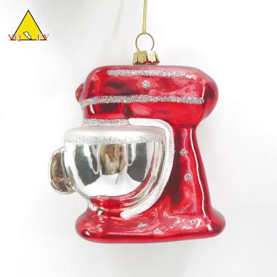 China New Design H10cm Christmas Decoration Glass Hanging Coffee Cake From Europe For Free Time for sale