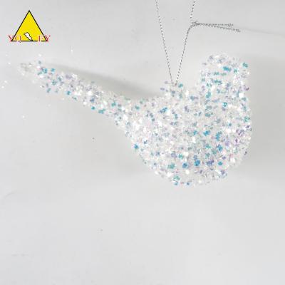 China Home Decor Glass Bird with Hook Silver Sequins for sale