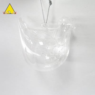 China Home decoration glass bird with hook blizzard inside in different colors for sale