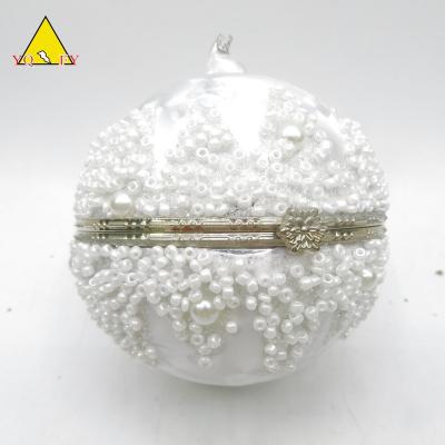 China Europe Metal Opening Ring Customized Wholesale Glass Ornaments With Hanging Beads Christmas Decoration for sale