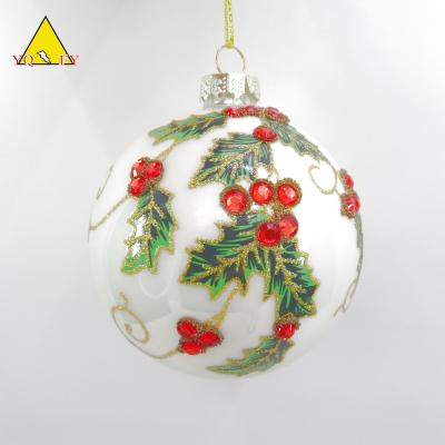 China Europe Hand Painting Wholesale Glass Baubles With Tree Design Christmas Decoration for sale