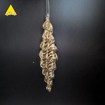 China Home decoration gold glass icicle with glitter for sale