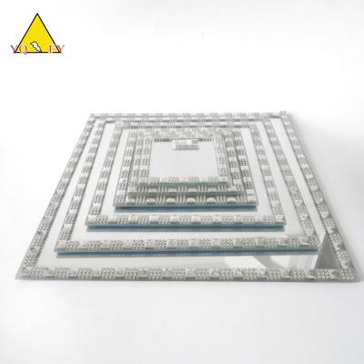 China Home Decoration Square Glass Mirrors With Cushions On Backside Beads for sale