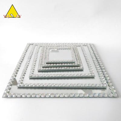 China Home Decoration Square Glass Mirror With Cushions On The Backside Round Beads for sale