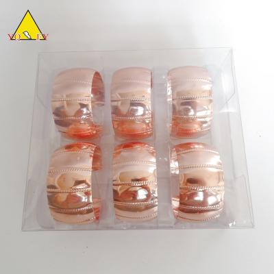 China Home Decoration Rose Gold Napkin Ring Set Of 6 In PVC Box for sale