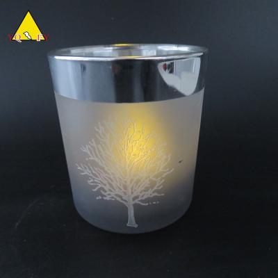 China Home Decoration Silver Candle Holder White Frosted Candle Holder With Tree for sale