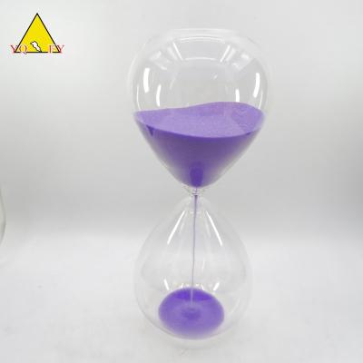 China Home Decoration Clear Glass Sand Timer With Purple Sand for sale