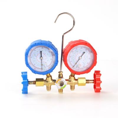 China Brass Manifold Gauge set Charging Pressure gauge set R12 R22 R134a R404A Refrigerant filling gauge for sale