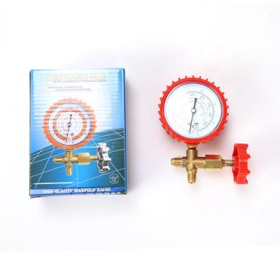 China High quality cheap and red Single Manifold gauge  R22/R12/R502  High pressure RN039 for sale