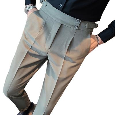 China Breathable Casual suit pants for men's summer high waisted straight leg pants slim business casual pants for men for sale