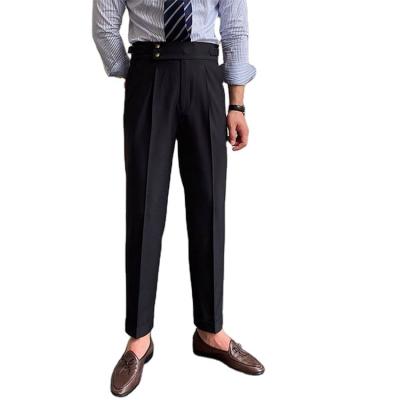 China Anti-wrinkle Men Suit Pants Casual Office Trousers Business Pants For Men Double Buckle Black Social Trousers for sale