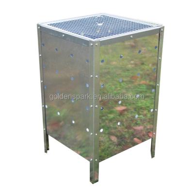 China Sustainable Brand New 90LTR Large Square Fire Bin Incinerator Galvanized Burning Garden Trash Garbage for sale