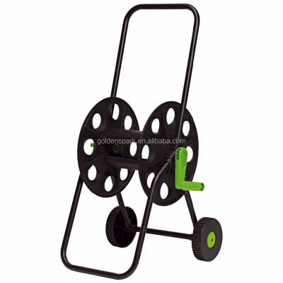 China 60M Wheeled Metal Garden Adjustable High Quality Water Hose Spinning Cart for sale