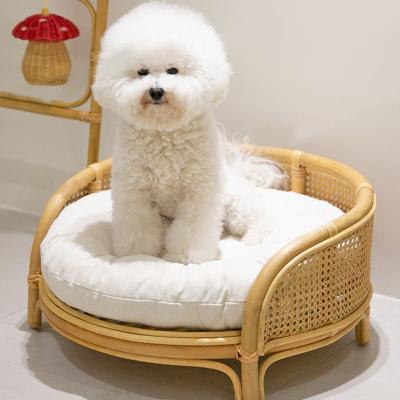 China Sustainable Wholesale Round Natural Rattan Dog Home House Decor Organic Pet Products for sale