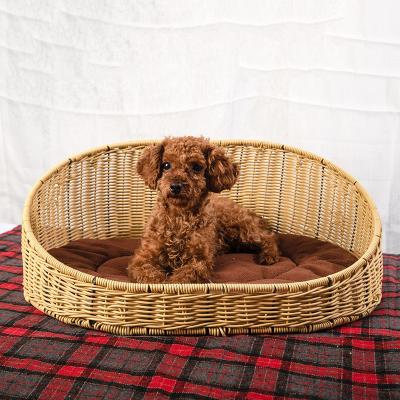 China Breathable Eco-friendly Outdoor Wicker Woven  Rattan Pet Bed House for Cat Dog for sale