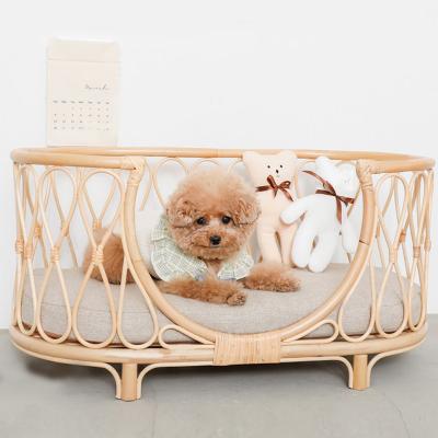 China Sustainable Comfortable Washable Wicker Woven Soft Mattress Rattan Cat Dog Pet Bed for sale