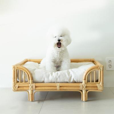 China Sustainable High Quality Outdoor Soft Wicker Wpven Summer Cooling Rattan Dog Pet House for sale