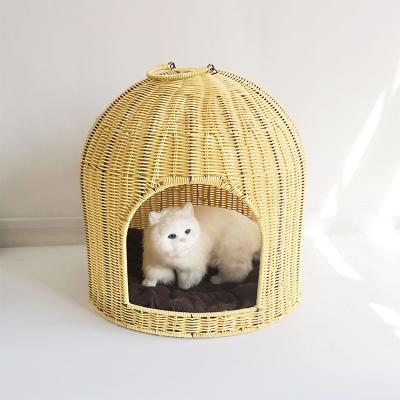 China Sustainable Luxury Cat Home Decor Plastic Rattan Cat Pet Cage House Pet Products for sale